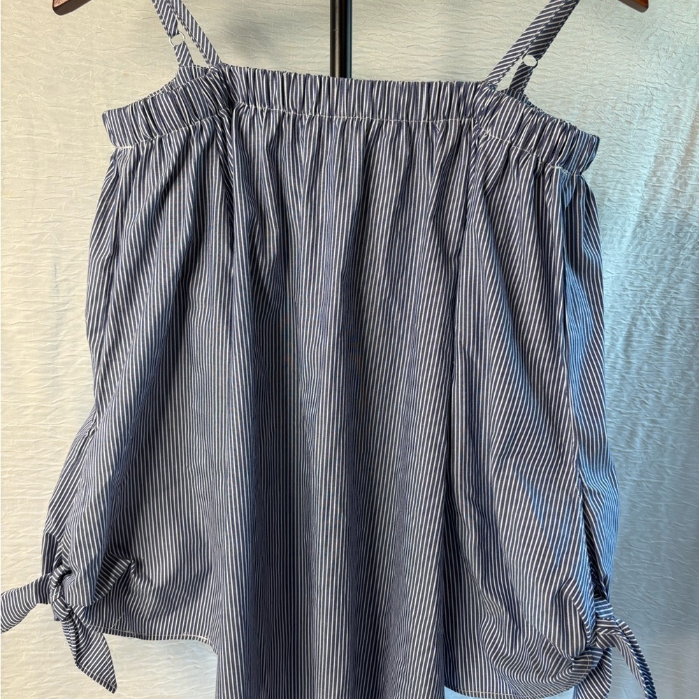 Seven Sisters Navy & White Striped Off Shoulder Top Size L
